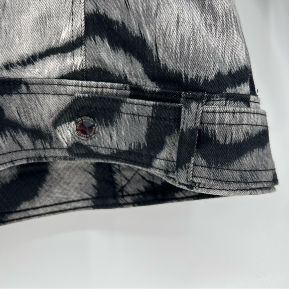 White House Black Market Jacket Womens Size 14 Black & Gray Zebra Print Moto NWT - Picture 8 of 16